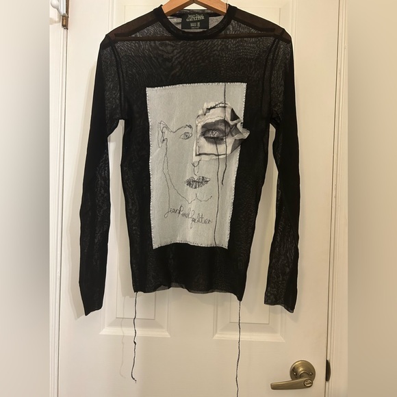 Jean Paul Gaultier Other - Jean Paul Gaultier SS 2002 Vintage Mesh Picasso Appliqué Madonna Eyes Pullover